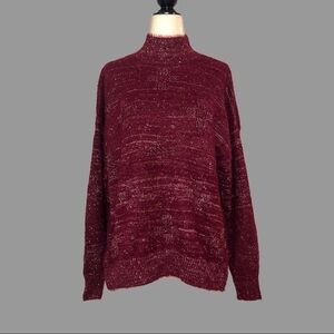 💙 M 💙 NWT RAGA Anthro Sweater Speckled Wine Knot Mock Neck Cozy Comfy​